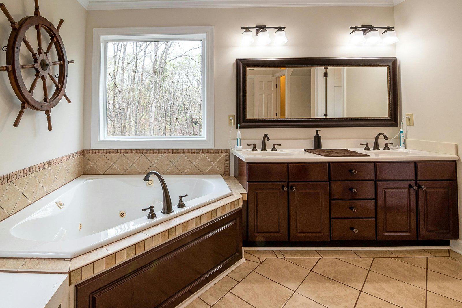 Gatineau bathroom vanity refinished — SW Emerald Urethane satin